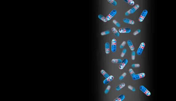 色のついた丸薬は色付きの背景に落ちている 医学と医療の概念 — ストック写真