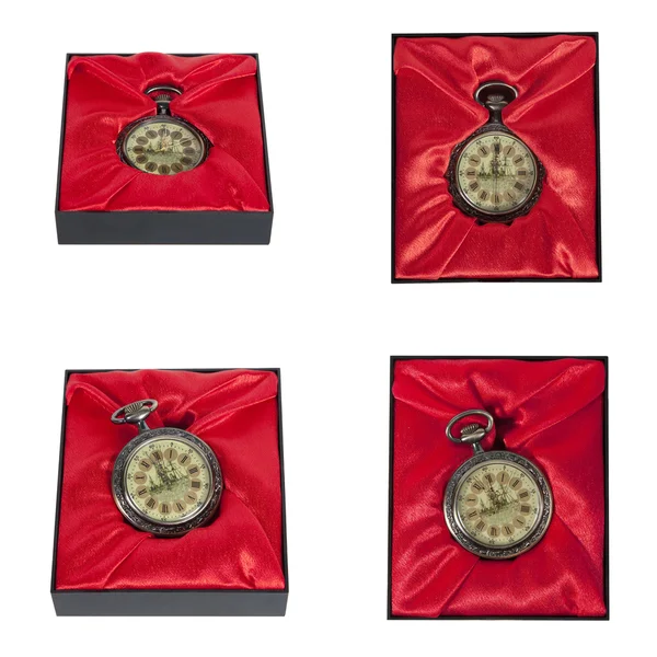 Reloj antiguo falso en una caja de regalo —  Fotos de Stock