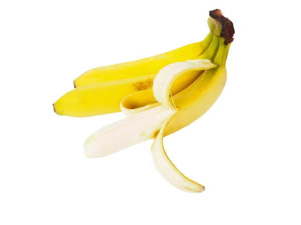 Um bando de bananas maduras no fundo branco. isolar — Fotografia de Stock