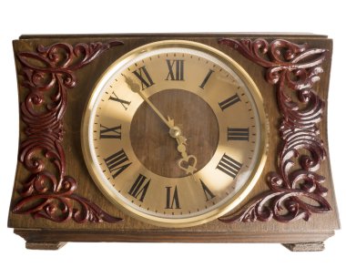 Beyaz bir arka plan üzerinde Retro eski ahşap saat