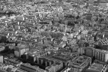 siyah ve beyaz fotoğraf Paris uyku komşu Üstten Görünüm
