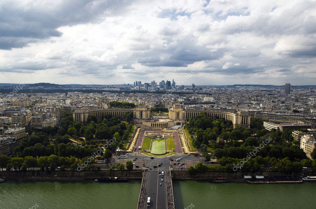 beautiful view from the top of the bridge over the Seine, 