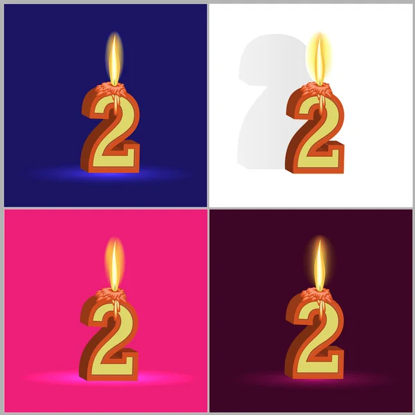 Eine brennende Kerze in Form von Zahlen auf einem bedeutenden Ereignis — Stockvektor