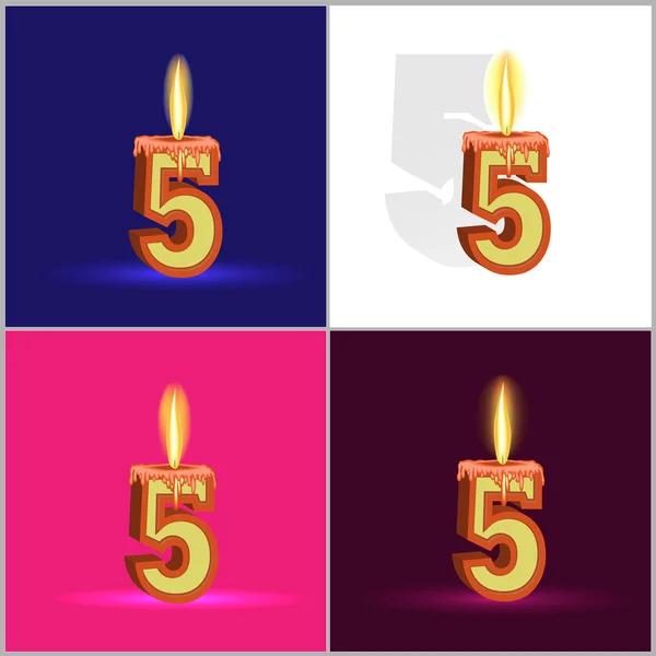 Горящая свеча в виде чисел на значимом событии — стоковый вектор