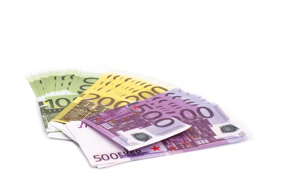 Гроші євро на білому — стокове фото