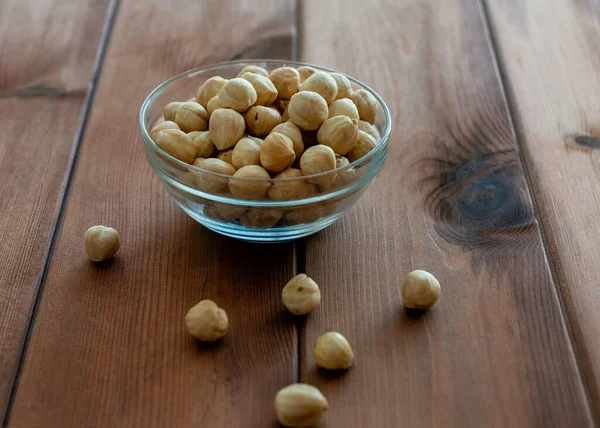 Hazelnuts Shell Wooden Background Hazelnut Kernels — Stock Photo, Image