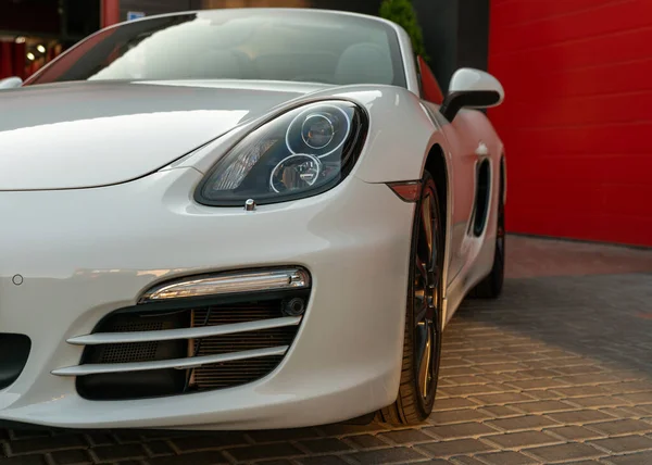 Ucrânia Odessa 2021 Setembro Parte Novo Carro Moderno Branco Porsche Fotografias De Stock Royalty-Free
