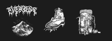 Everest Dağ Harf Macerası T-Shirt Tasarım elementleri