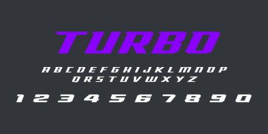 Turbo Yarış Harfleri Yazı Tipi Hızı Etiketi ve Tişört Tasarımı