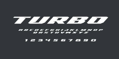 Turbo Yarış Harfleri Yazı Tipi Hızı Etiketi ve Tişört Tasarımı