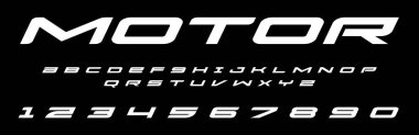 Motor Vektör Yazıtipi Kalın Mekanik Yazı Dizaynı