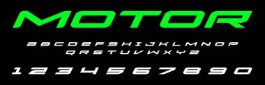 Motor Vektör Yazıtipi Kalın Mekanik Yazı Dizaynı