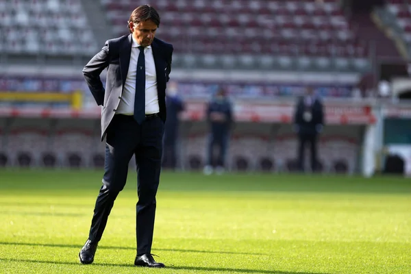 Torino Italië November 2020 Simone Inzaghi Hoofdcoach Van Lazio Kijkt — Stockfoto