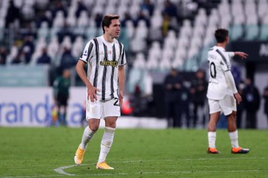 Torino, İtalya. 21 Kasım 2020. Juventus FC 'den Federico Chiesa, Juventus Fc ve Cagliari Calcio arasında oynanan Serie A karşılaşmasında.   
