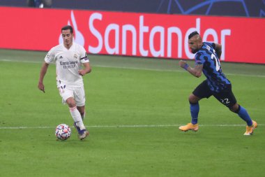 Milano, İtalya. 25 Kasım 2020. Real Madrid Fc takımından Lucas Vazquez Uefa Şampiyonlar Ligi B Grubu karşılaşmasında FC Internazionale ve Real Madrid Fc .