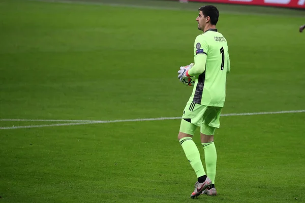 Milano Itália Novembro 2020 Thibaut Courtois Real Madrid Durante Jogo — Fotografia de Stock