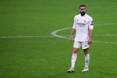 Milano, İtalya. 25 Kasım 2020. Real Madrid Fc takımından Daniel Carvajal Uefa Şampiyonlar Ligi B Grubu karşılaşmasında FC Internazionale ve Real Madrid Fc .