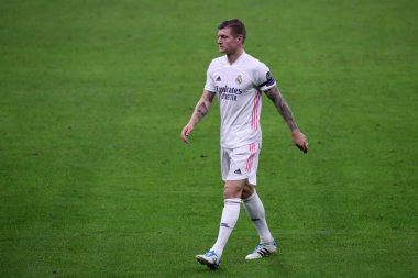 Milano, İtalya. 25 Kasım 2020. Real Madrid Fc takımından Toni Kroos Uefa Şampiyonlar Ligi B Grubu karşılaşmasında FC Internazionale ve Real Madrid Fc arasında oynanacak. .