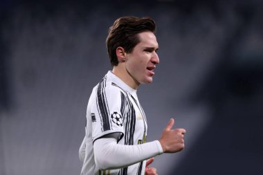 Torino, Italy. 02nd December 2020 . Federico Chiesa of Juventus Fc   during the UEFA Champions League Group G  match between Juventus FC and Dinamo Kyiv. clipart