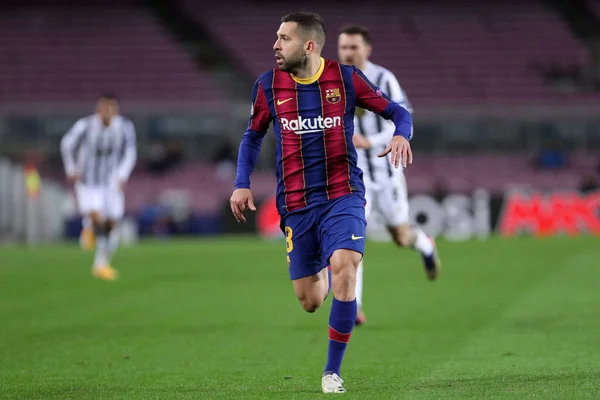 Jordi Alba Barcelona Durante Jogo Grupo Liga Dos Campeões Uefa — Fotografia de Stock