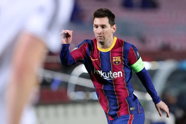 巴塞罗那足球俱乐部的Lionel Messi在欧洲冠军联赛G组对阵巴塞罗那足球俱乐部和尤文图斯足球俱乐部的比赛中的表现 — 图库照片