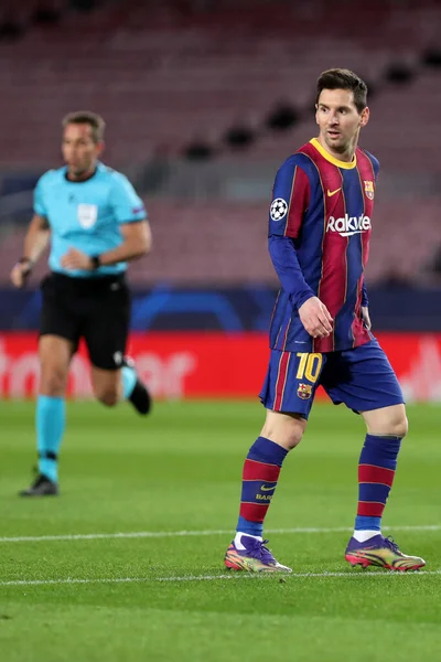 巴塞罗那足球俱乐部的Lionel Messi在欧洲冠军联赛G组对阵巴塞罗那足球俱乐部和尤文图斯足球俱乐部的比赛中的表现 — 图库照片