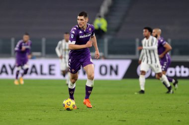 Torino, 22 Aralık 2020. Juventus Fc ile Acf Fiorentina arasındaki Serie A karşılaşmasında Acf Fiorentina 'dan Nikola Milenkoviç 