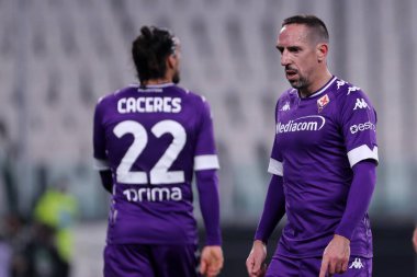 Torino, 22 Aralık 2020. Juventus Fc ve Acf Fiorentina arasındaki A serisi maçında Acf Fiorentina 'dan Franck Ribery 