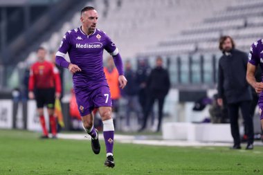 Torino, 22 Aralık 2020. Juventus Fc ve Acf Fiorentina arasındaki A serisi maçında Acf Fiorentina 'dan Franck Ribery 