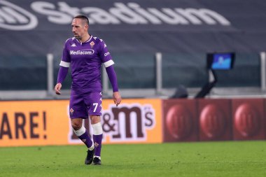 Torino, 22 Aralık 2020. Juventus Fc ve Acf Fiorentina arasındaki A serisi maçında Acf Fiorentina 'dan Franck Ribery 