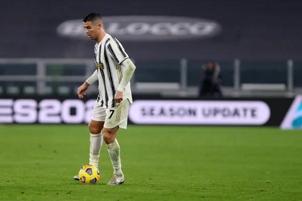 Torino Dnia Grudnia 2020 Cristiano Ronaldo Juventus Podczas Meczu Serie — Zdjęcie stockowe