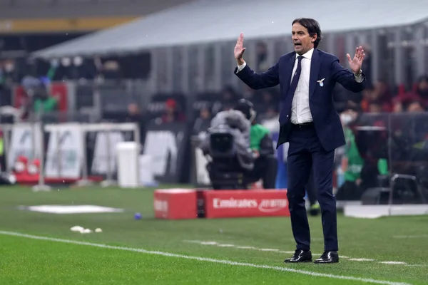 Milano Itália Dezembro 2020 Simone Inzaghi Treinadora Lazio Durante Partida — Fotografia de Stock