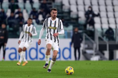 Torino, 03 Ocak 2021. Juventus Fc 'ten Aaron Ramsey, Juventus Fc ve Udinese Calcio arasındaki Serie A maçı sırasında