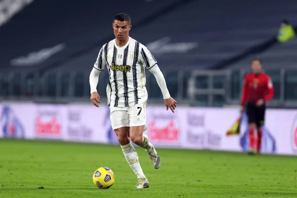 Torino Ledna2021 Cristiano Ronaldo Juventus Během Zápasu Serie Mezi Juventus — Stock fotografie