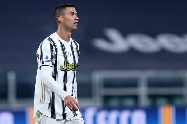 Torino Enero 2021 Cristiano Ronaldo Juventus Durante Partido Serie Entre — Foto de Stock