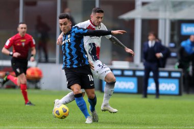 Milano, İtalya. 03 Ocak 2021. Fc Internazionale 'den Lautaro Martinez Fc Internazionale ve Fc Crotone arasındaki Serie A maçı sırasında.