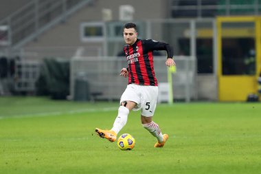Milano, 12 Ocak 2020. Ac Milan 'dan Diogo Dalot Ac Milan ile Torino Fc arasında oynanan Coppa Italia maçında 