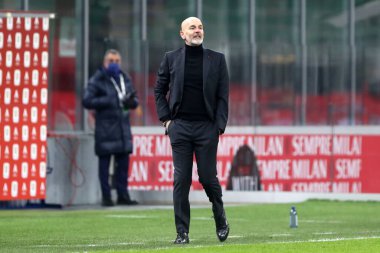 Milano, 12 Ocak 2020. Ac Milan ve Torino Fc arasındaki Coppa Italia maçında Ac Milan 'ın baş antrenörü Stefano Pioli 