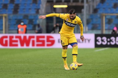 Bergamo, İtalya. 06 Ocak 2021. Atalanta Bergamasca Calcio ve Parma Calcio arasında oynanan A Serisi maçında Parma Calcio 'dan Giuseppe Pezzella.