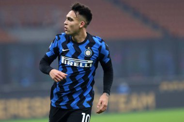 Milano, İtalya. 17 Ocak 2021. Fc Internazionale 'den Lautaro Martinez Fc Internazionale ve Juventus Fc arasında oynanan Serie A karşılaşmasında.