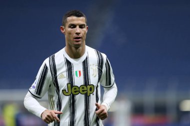 Milano, İtalya. 17 Ocak 2021. Juventus Fc 'den Cristiano Ronaldo Fc Internazionale ve Juventus Fc arasında oynanan Serie A maçı sırasında.