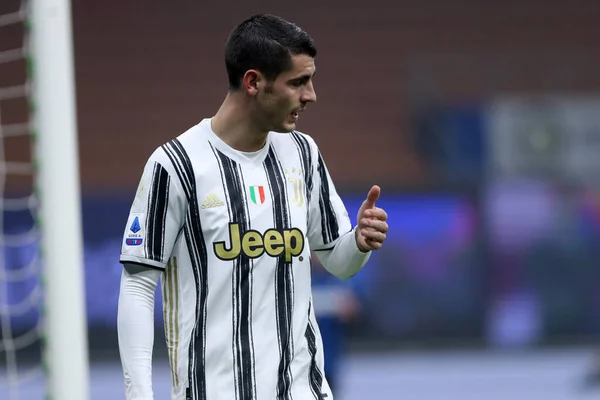 Milano Italia Enero 2021 Álvaro Morata Juventus Durante Partido Serie —  Fotos de Stock