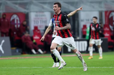 Milano, İtalya. 23 Ocak 2021 'de. Ac Milan 'dan Mario Mandzukiç, Ac Milan ile Atalanta Bergamasca Calcio arasında oynanan Serie A karşılaşmasında.