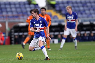 Uc Sampdoria takımından Adrien Silva, 30 Ocak 2021 tarihinde İtalya 'nın Cenova kentinde oynanan Stadio Luigi Ferraris' de Uc Sampdoria ile Juventus Fc arasında oynanan karşılaşma sırasında.