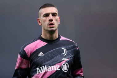 Milano, İtalya. 22. Fabruary 2021. Fc Internazionale ve Juventus Fc arasındaki Coppa Italia yarı final ilk ayak maçı sırasında Juventus Fc 'li Merih Demiral.