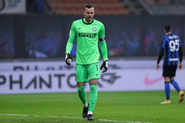 Milano, İtalya. 22. Fabruary 2021. Fc Internazionale takımından Samir Handanoviç, Coppa Italia yarı final maçında Fc Internazionale ile Juventus Fc..