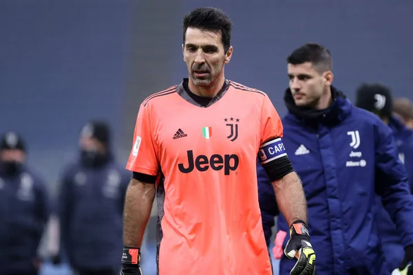 Milano Italia 02º Fabruario 2021 Gianluigi Buffon Juventus Durante Partido — Foto de Stock