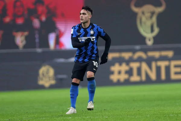 Milano Italia Febbraio 2021 Lautaro Martinez Internazionale Durante Semifinale Coppa — Foto Stock