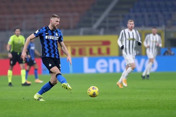 Milano Italia Febbraio 2021 Milan Skriniar Internazionale Durante Semifinale Coppa — Foto Stock