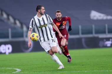 Torino, 06 Şubat 2021. Juventus Fc takımından Leonardo Bonucci, Juventus Fc ile Roma arasında oynanan Serie A karşılaşmasında 
